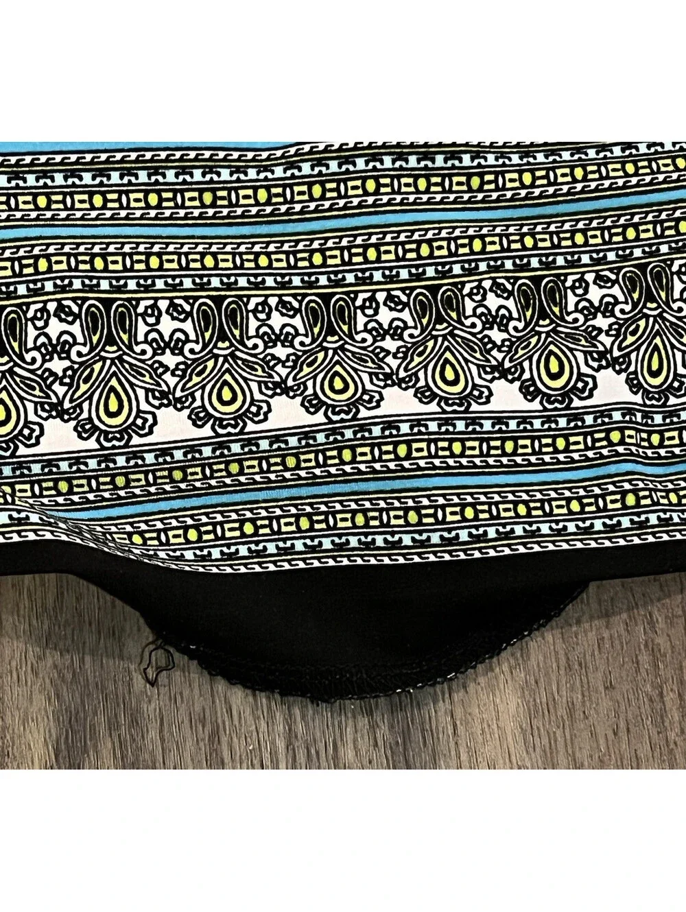 Michael Kors Turquoise & Green Paisley Dress Size L Long Sleeve Stretch